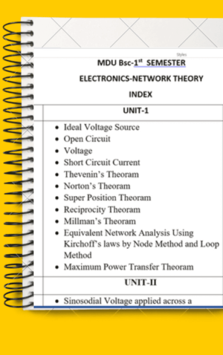 B.Sc. 1st Semester Network Theory Notes PDF – Complete Printable Notes