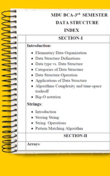 BCA 3rd Semester Data Structure-1 Notes PDF – Complete Printable Notes