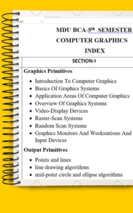 BCA 5th Semester Computer Graphics Notes PDF – Complete Printable Notes