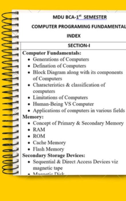 BCA 1st Semester Computer Fundamental Notes PDF – Complete Printable Notes