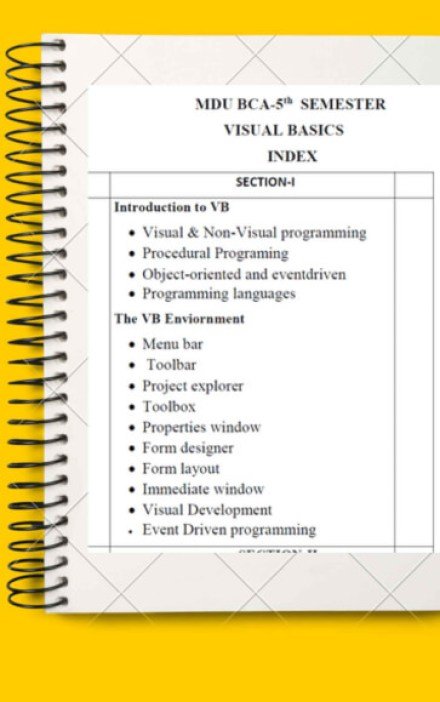 BCA 5th Semester Visual Basics Notes PDF – Complete Printable Notes