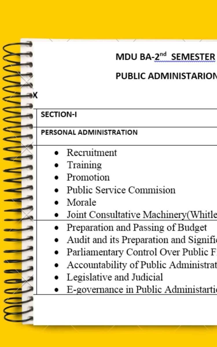 Public Administration Notes for BA 2nd Sem in English – Complete Printable Notes