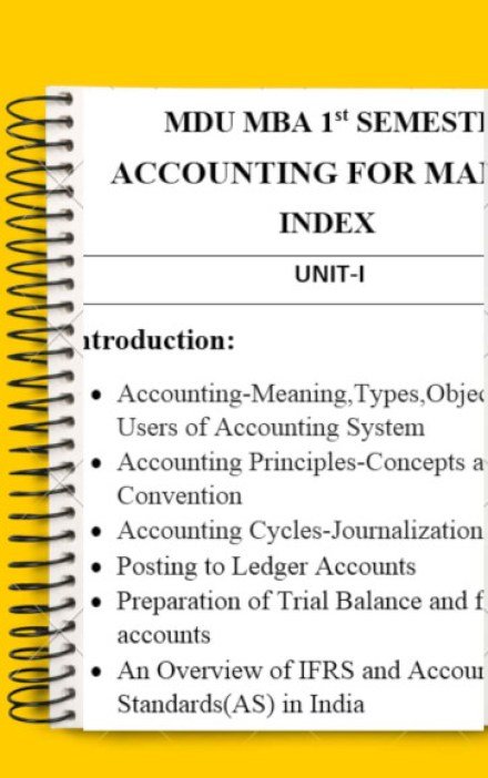 MBA 1st Semester Accounting for Managers Notes PDF – Complete Printable Notes Notes PDF – Complete Printable Notes