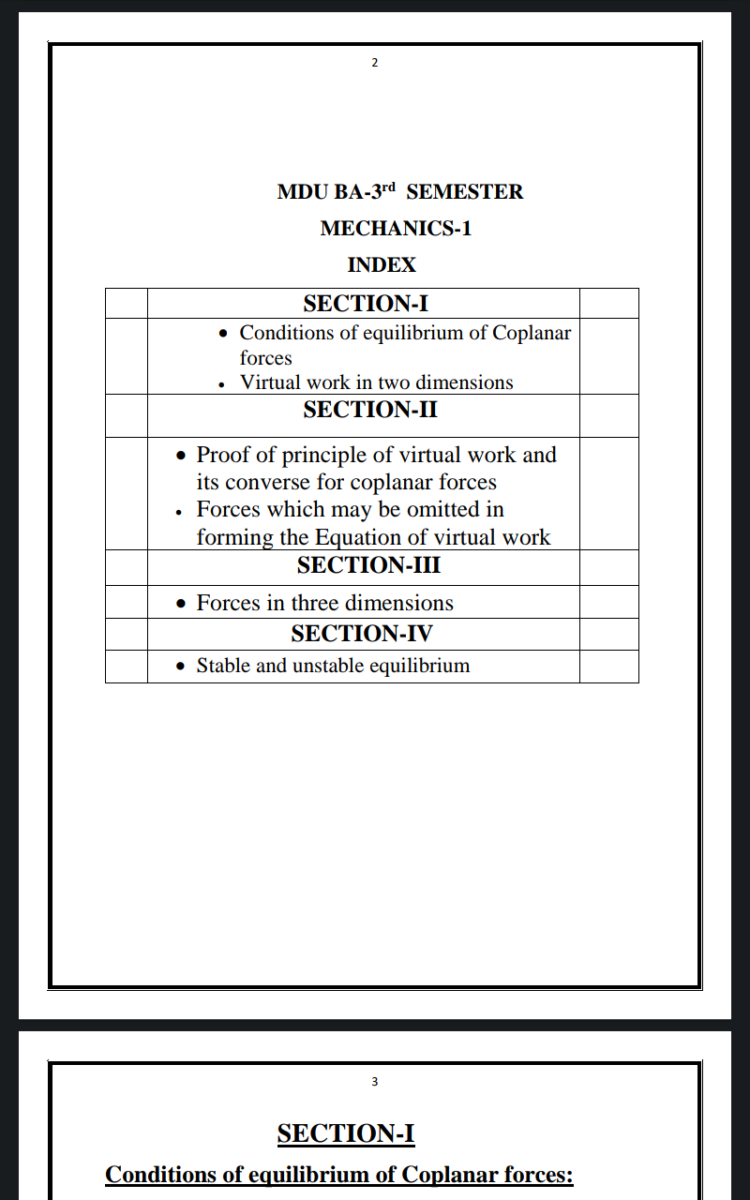 Mechanics Notes for BA Third Semester in English  | Complete Printable Notes