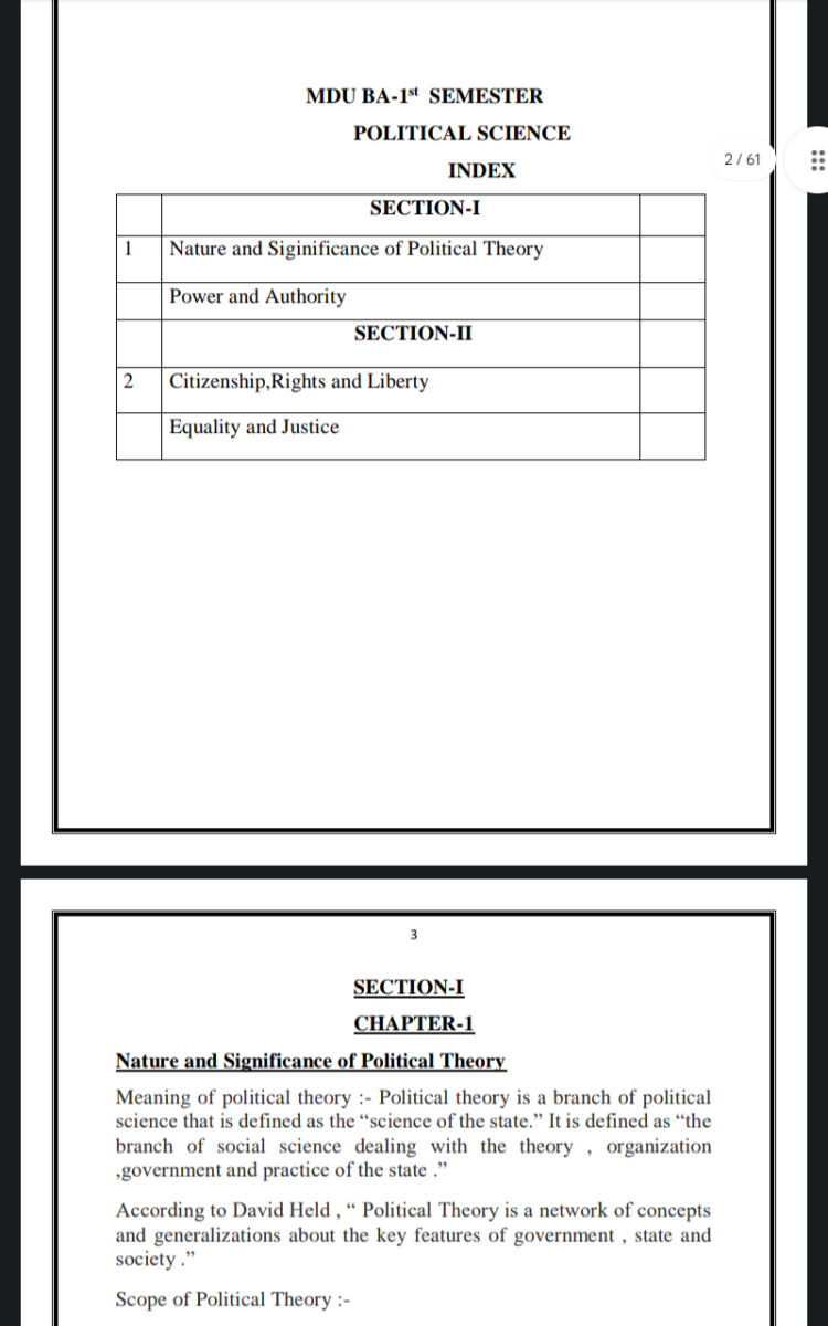 Political Science notes for BA 1st year in English – Complete Printable Notes
