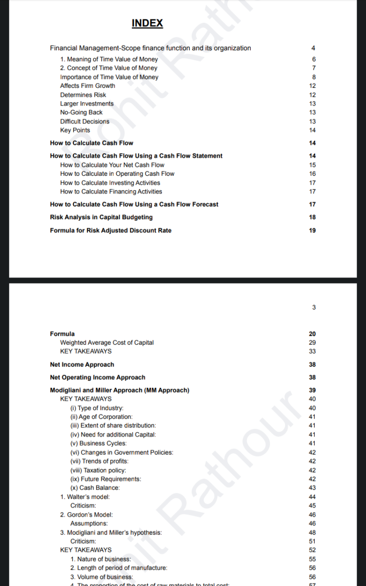 MBA Second Semester Financial Management Notes PDF