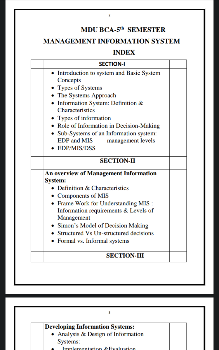 BCA 5th Semester Management Information System Notes PDF – Complete Printable Notes