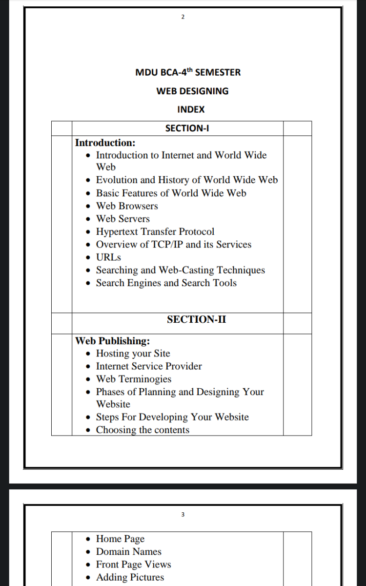 BCA 4th Semester Web Designing Notes in English