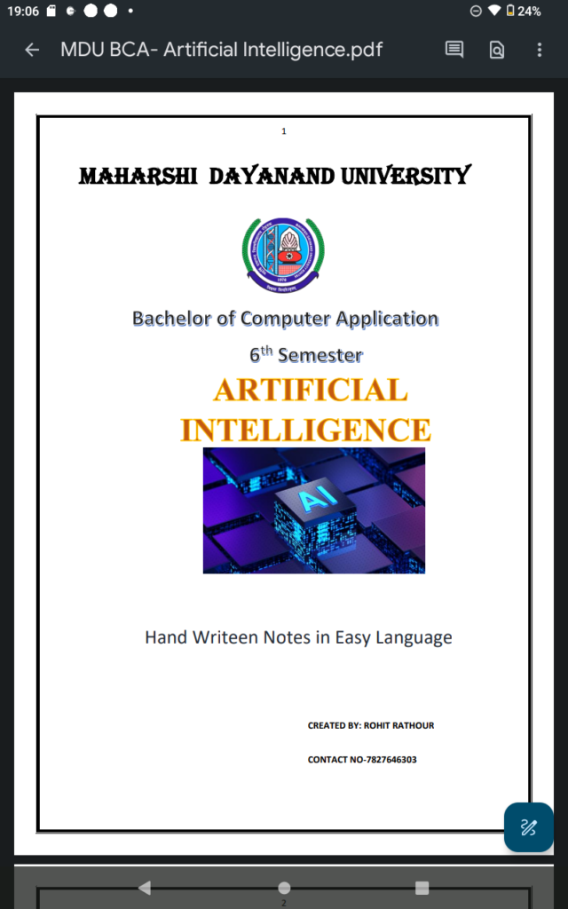 BCA 6th Semester Artificial Intelligence Notes in English - Study Rate