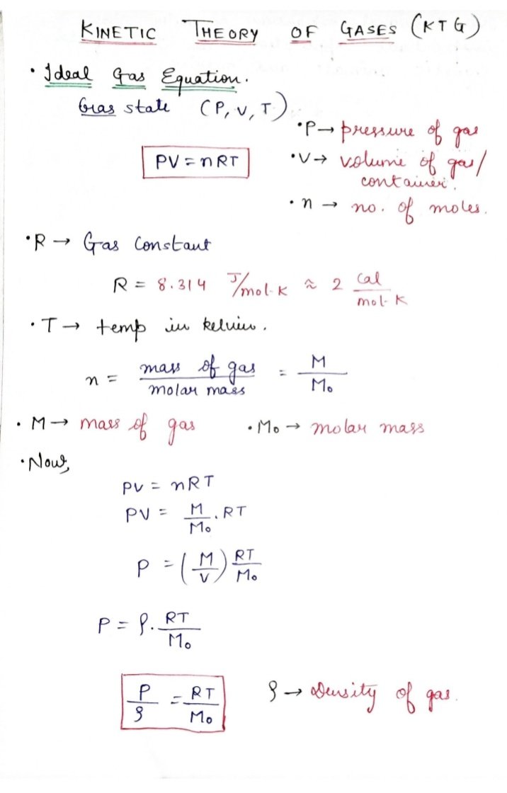 Kinetic Theory of Gases notes (PHYSICS) best for NEET